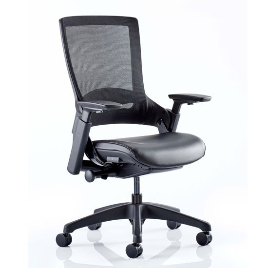 Molet Black Back Office Chair With Black Leather Seat