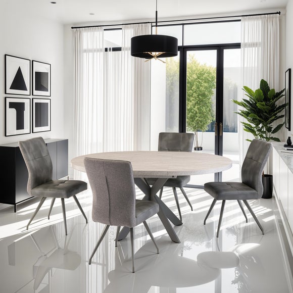 Rimini Round to Oval 4-6 Seater Extendable Dining Table, Grey