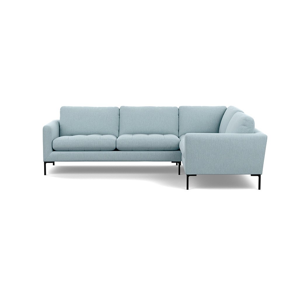 Heal's Eton Right Hand Facing Corner Sofa Smart Linen Mix Duck Egg Black Feet