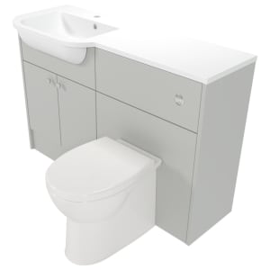 Deccado Benham Whisper Grey Left Hand 1200mm Fitted Vanity & Toilet Pan Unit Combination with Left Hand Basin