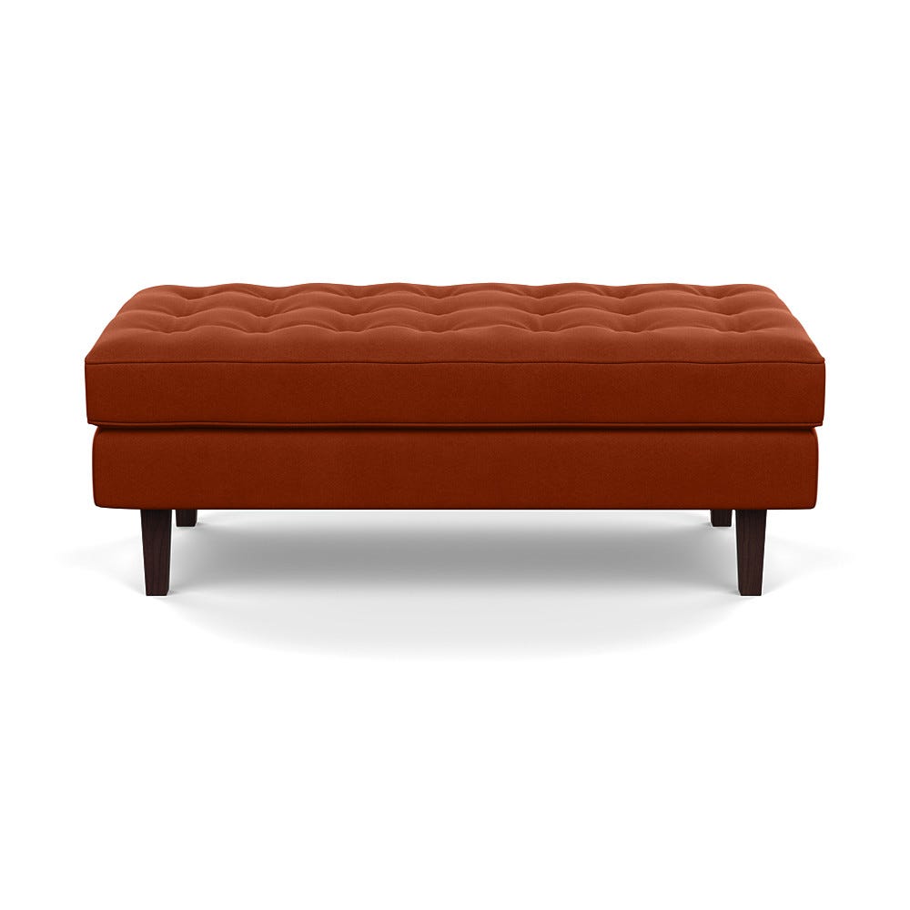 Heal's Hepburn Ottoman in Nobilis Velvet Rust Black Feet