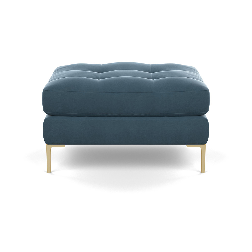 Heal's Eton Footstool Smart Velvet Smoke Brass