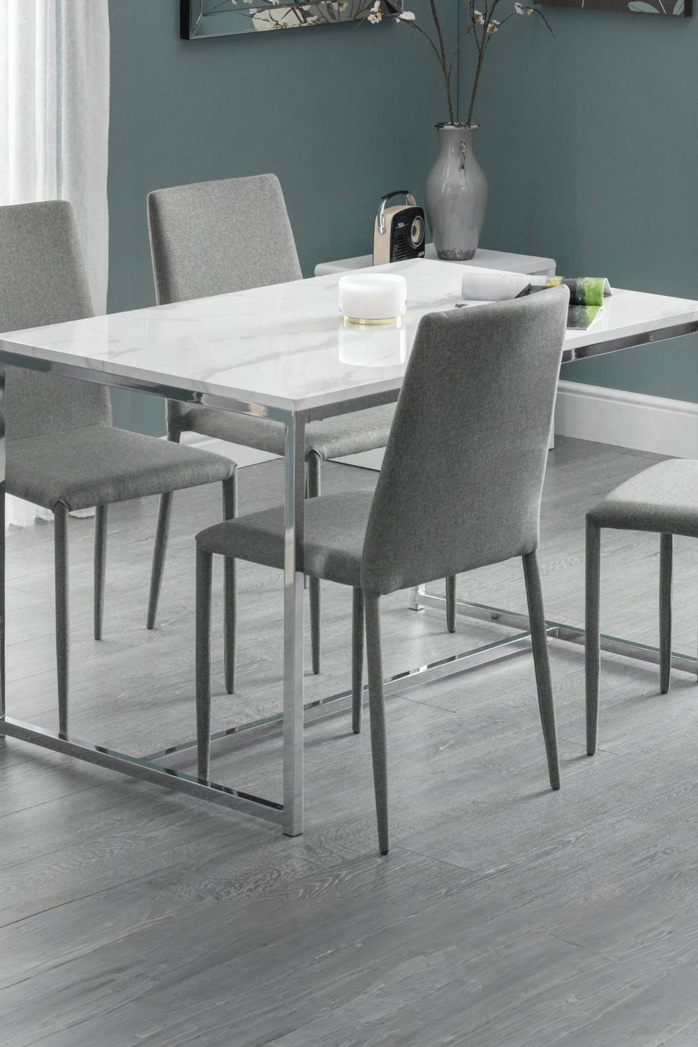 Julian Bowen Scala Rectangular 4-6 Seater Dining Table in Silver