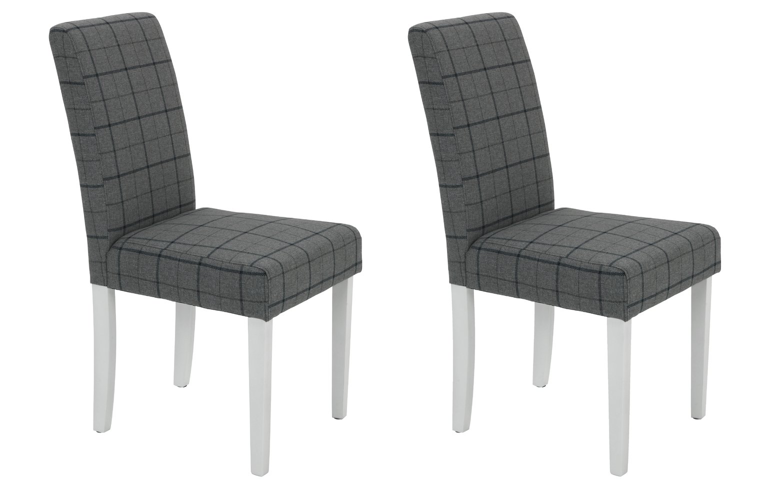 Argos Home Pair of Mid Back Dining Chairs -Grey & Blue Check