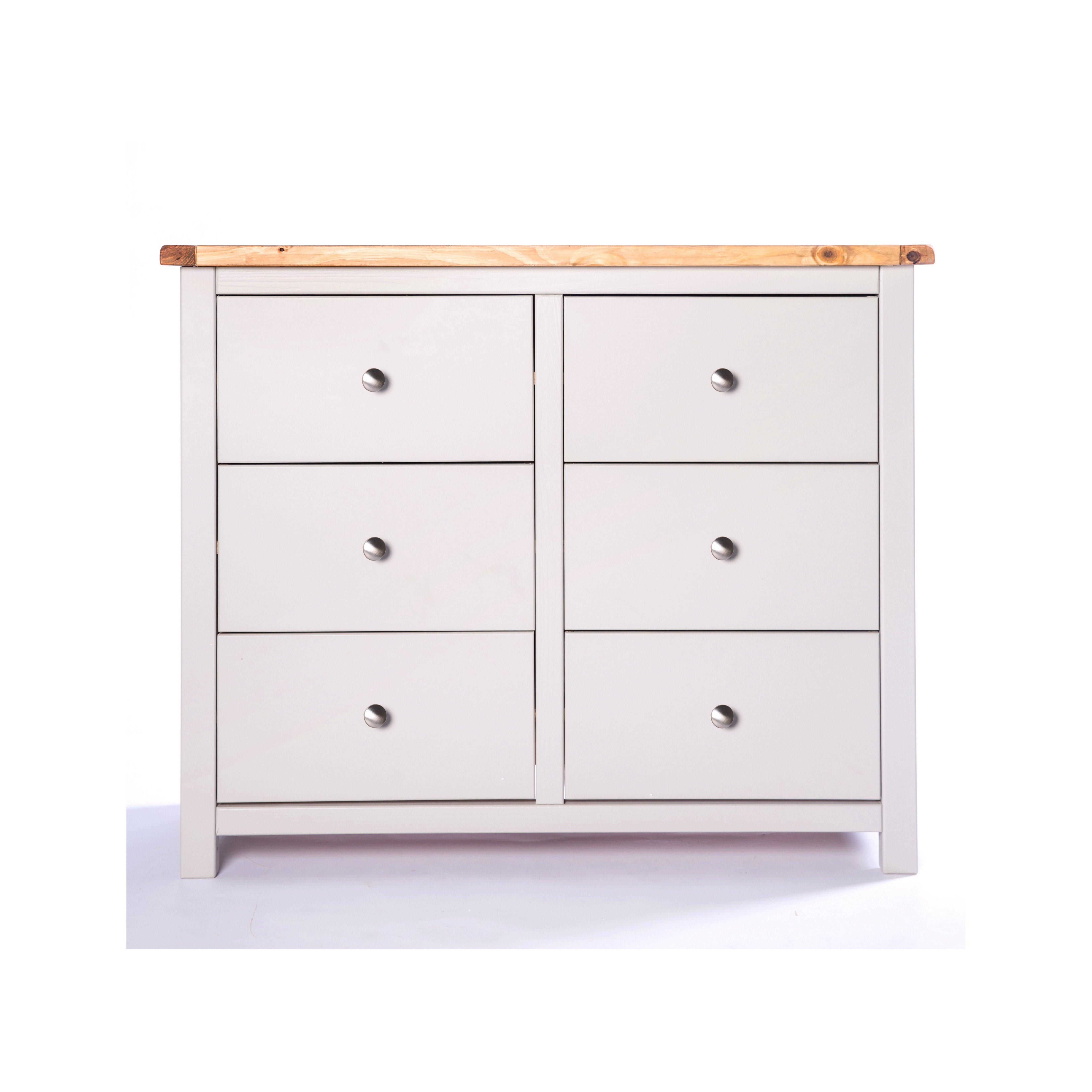 Cabinet Bits Argenta 6 Drawer Chest of Drawers Chrome Knob in Light Grey