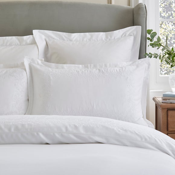 Dorma Norwood Embroidery 100% Cotton Oxford Pillowcase Pair