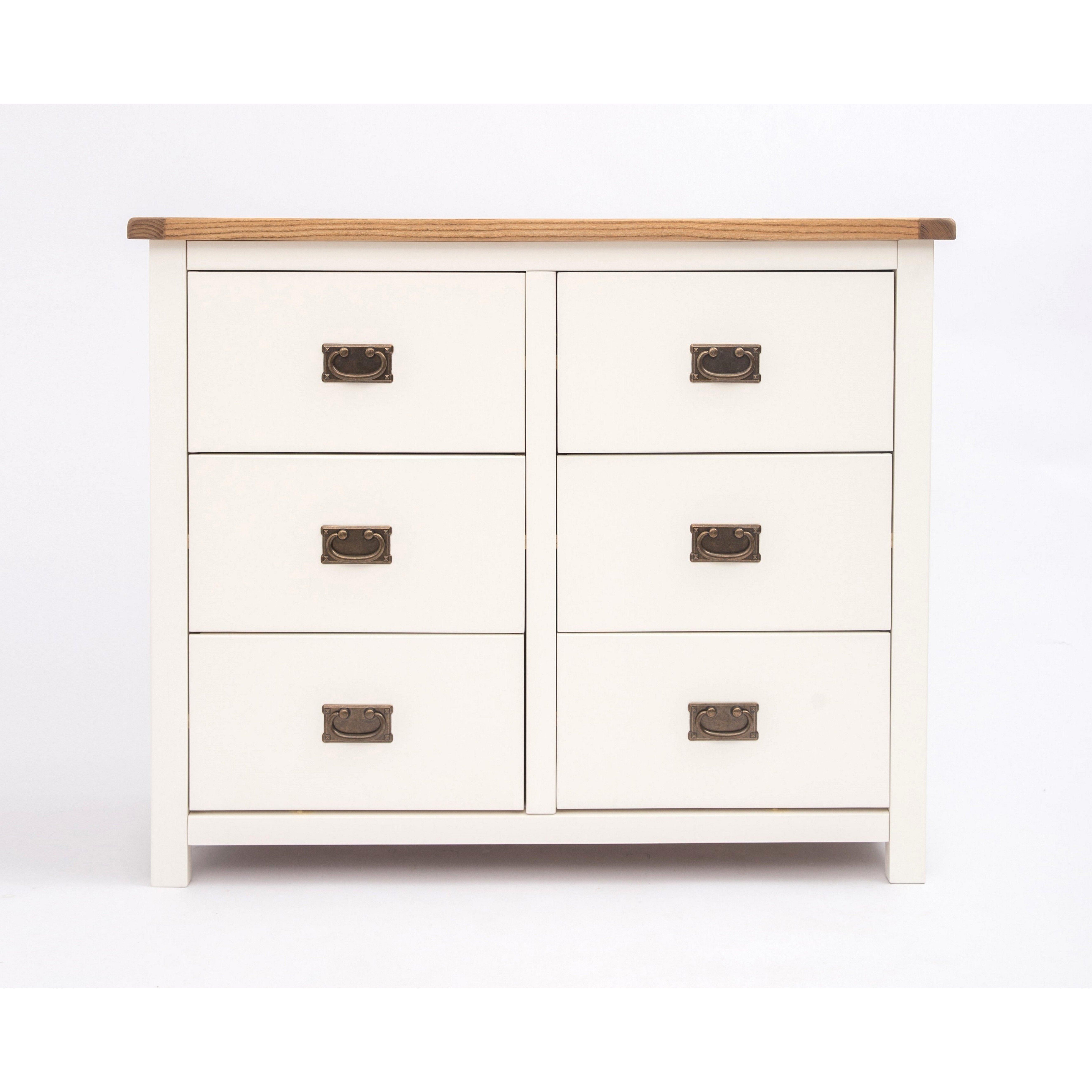 Cabinet Bits Lovere 6 Drawer Chest of Drawers Bras Drop Handle in Off-White