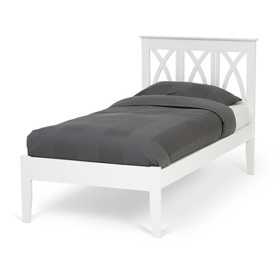 Autumn Hevea Wooden Single Bed In Opal White
