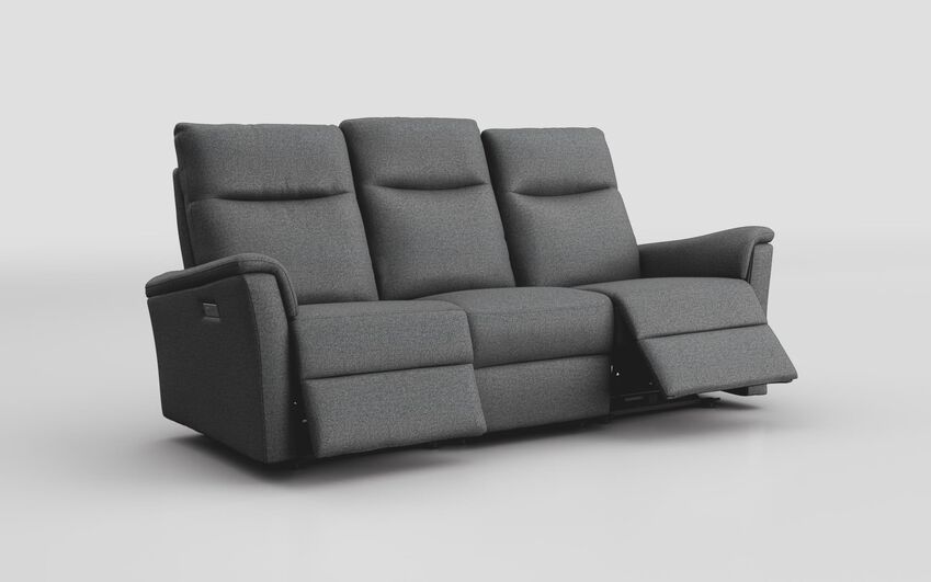 Grey Fabric Fusignano Express 3 Seater Power Recliner Sofa