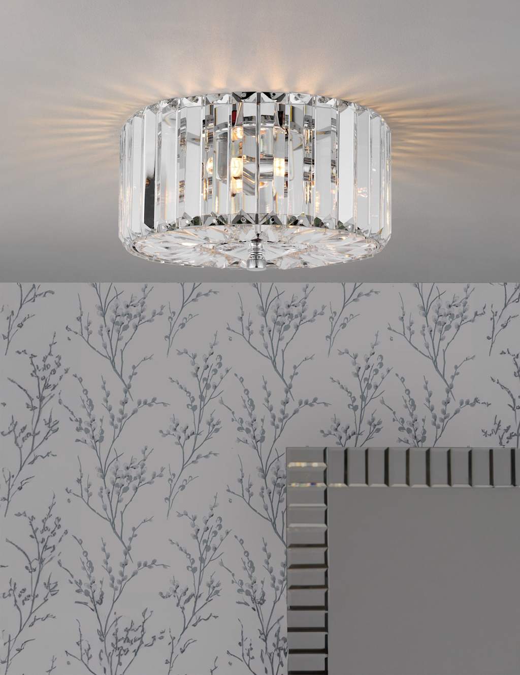 Laura Ashley Fernhurst Crystal Flush Ceiling Light Silver