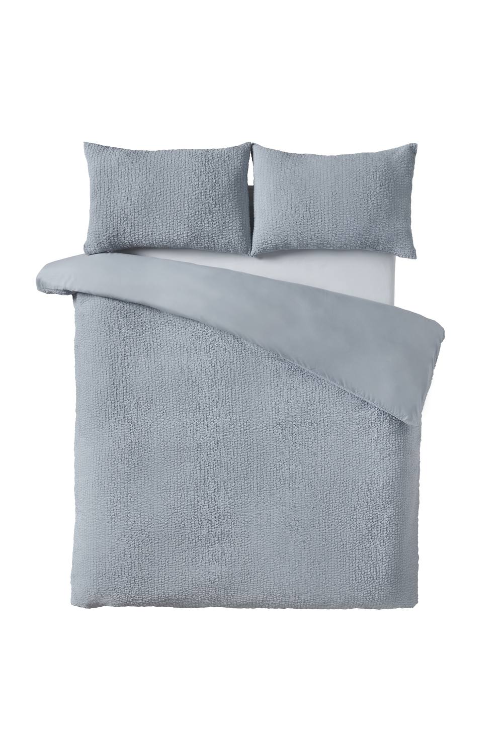 Catherine Lansfield 'Crinkle Seersucker' Duvet Cover Set in Blue 4