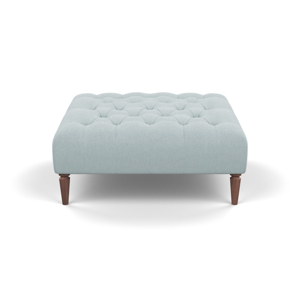 Heal's Balmoral Ottoman Brushed Cotton Mist Walnut Feet