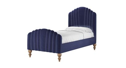 Bella Single Bed in Prussian Blue Cotton Matt Velvet - sofa.com