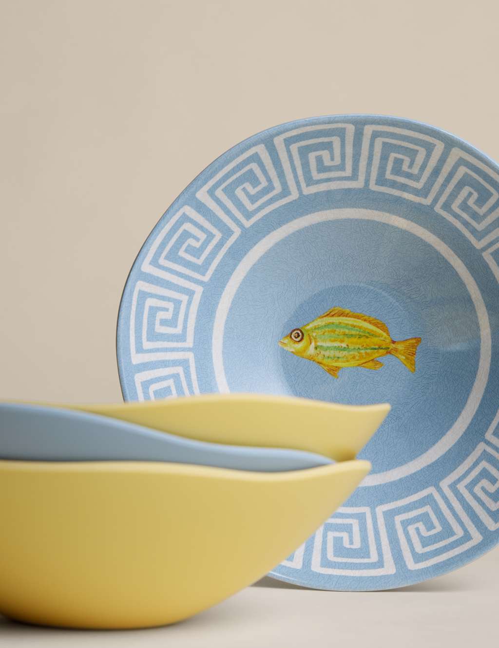M&S Set of 4 Coastal Picnic Cereal Bowls Multi