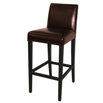 netfurniture Tania Bar Stool - Wood Faux Leather Wooden Frame in Brown