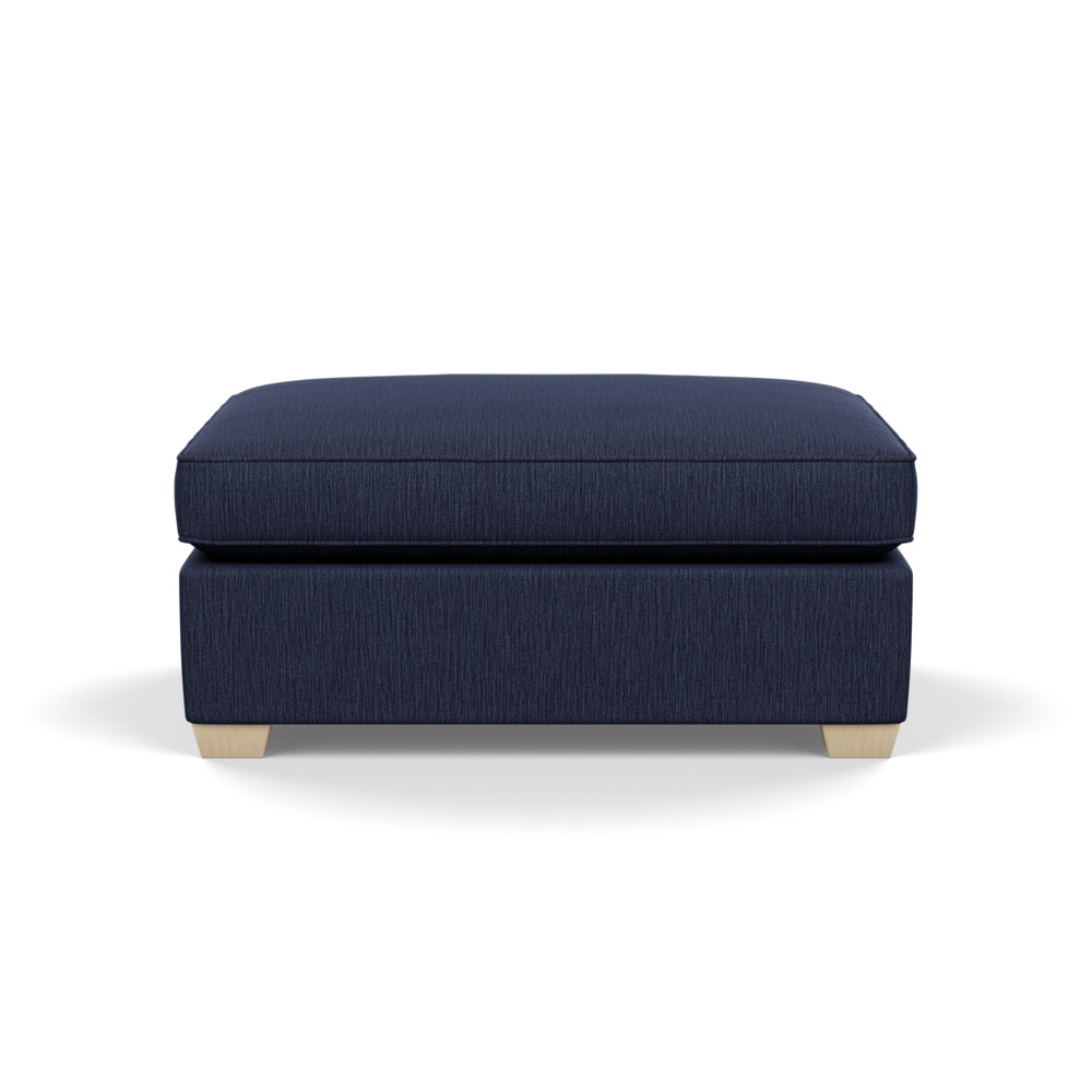Heal's Torino Footstool Smart Linen Mix Navy Natural Ash Feet