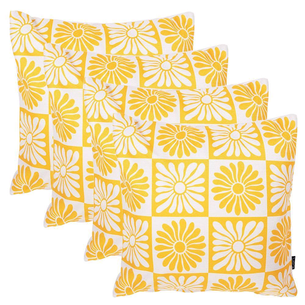 icon 4 Pack Cushion 43x43 Kyoto Fabric, Summer Flower in Yellow