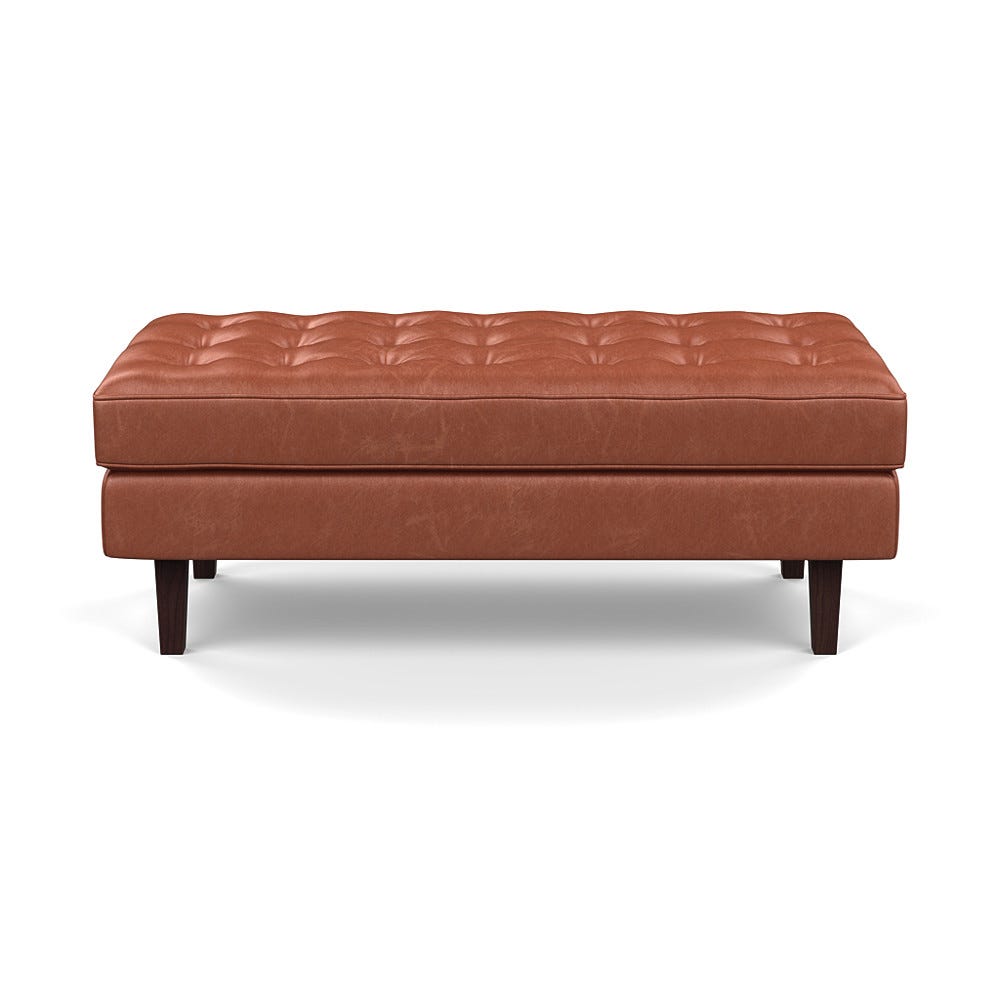 Heal's Hepburn Ottoman Stonewash Leather Light Brown 274 Black Feet