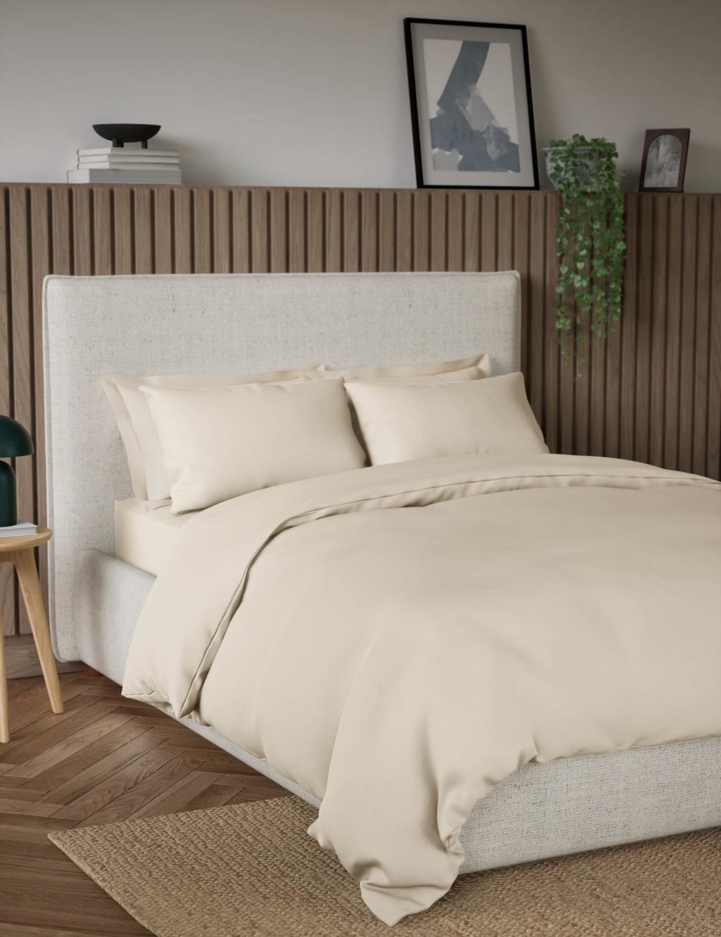 M&S Pure Cotton 300 Thread Count Bedding Set Neutral