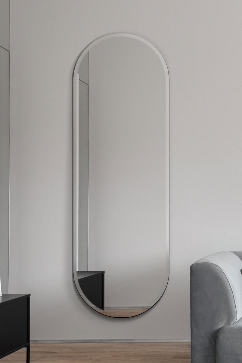 MirrorOutlet Frameless Pond Wall Mirror 63" X 22" (160x55CM) in Silver
