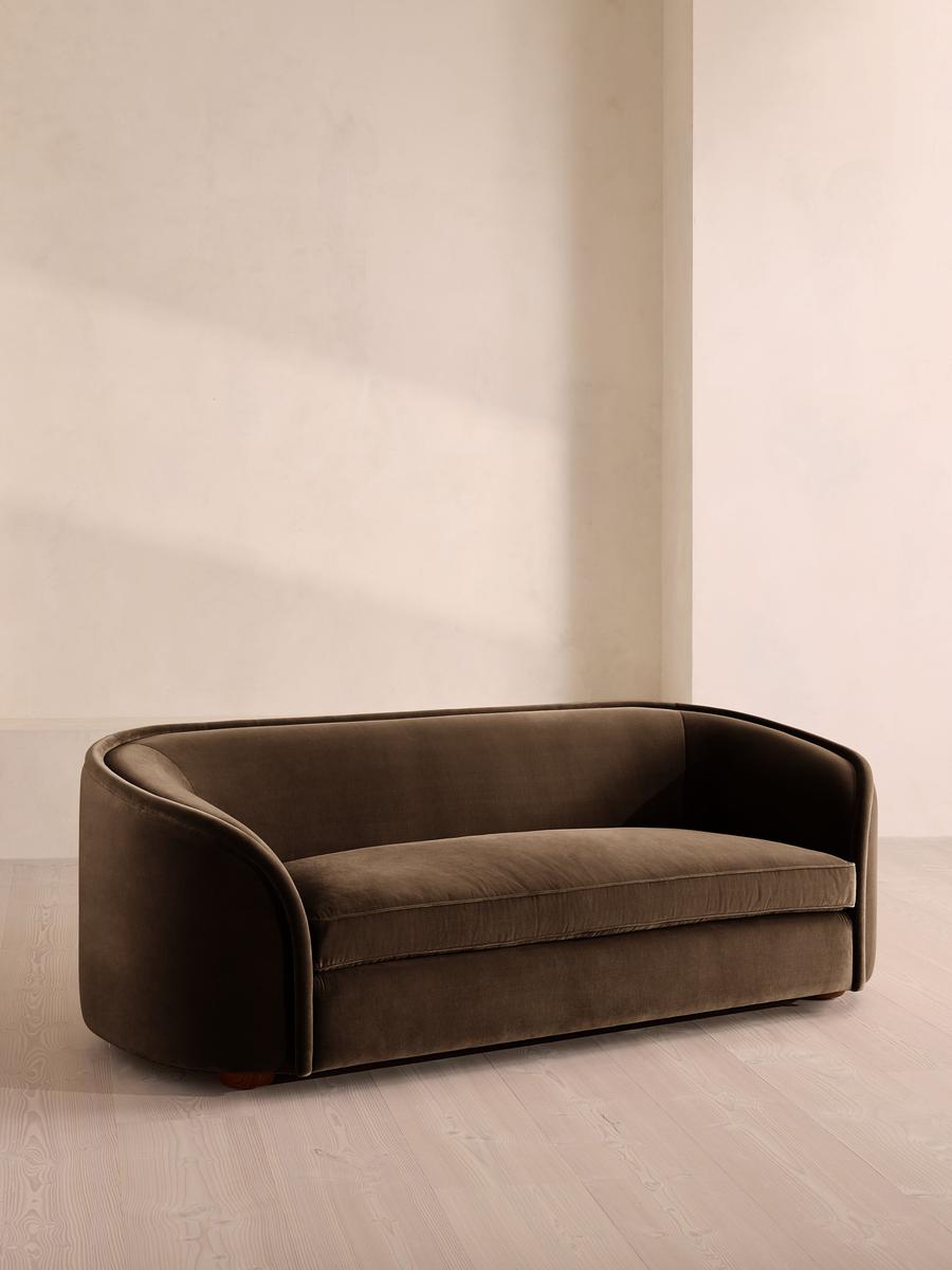 Conall Three Seater Sofa, Velvet, Chocolate