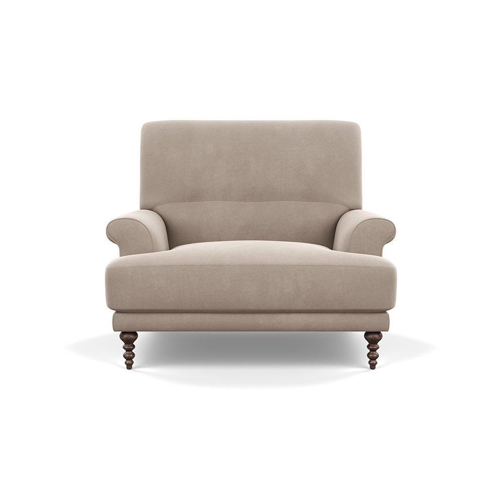 SCP Oscar Informal Armchair Varese Velvet Dove Walnut Feet