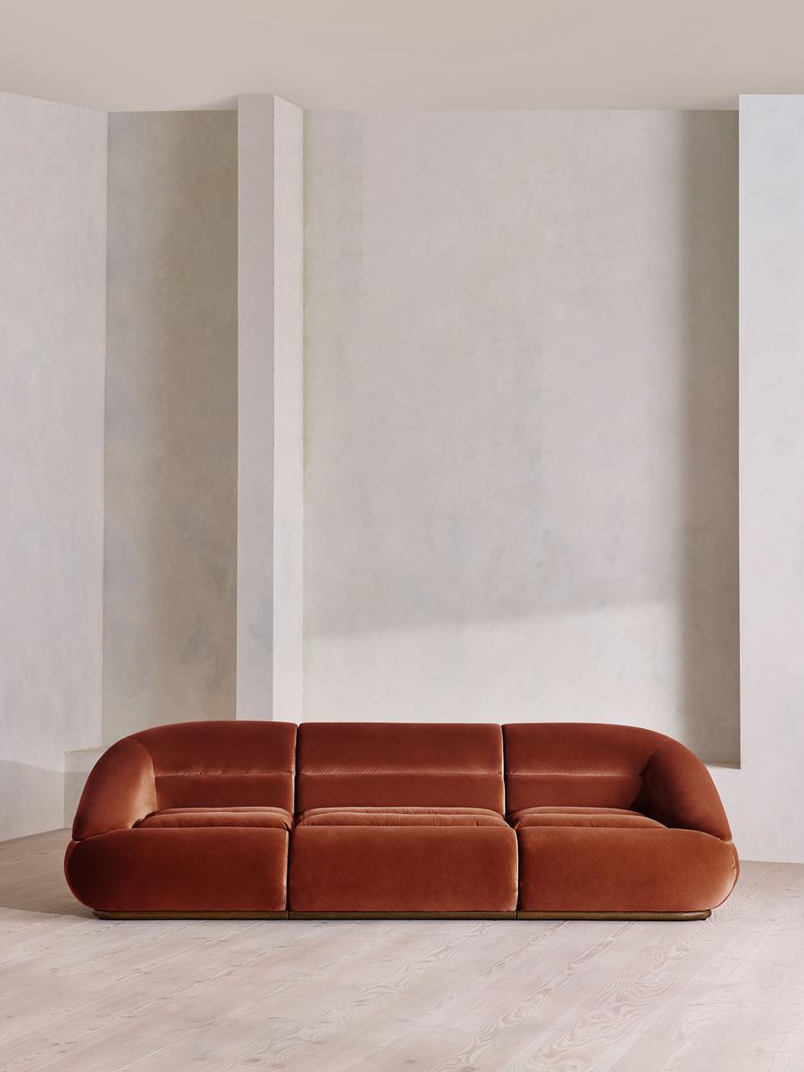 Edison Modular Sofa, Four Seater, Velvet, Rust