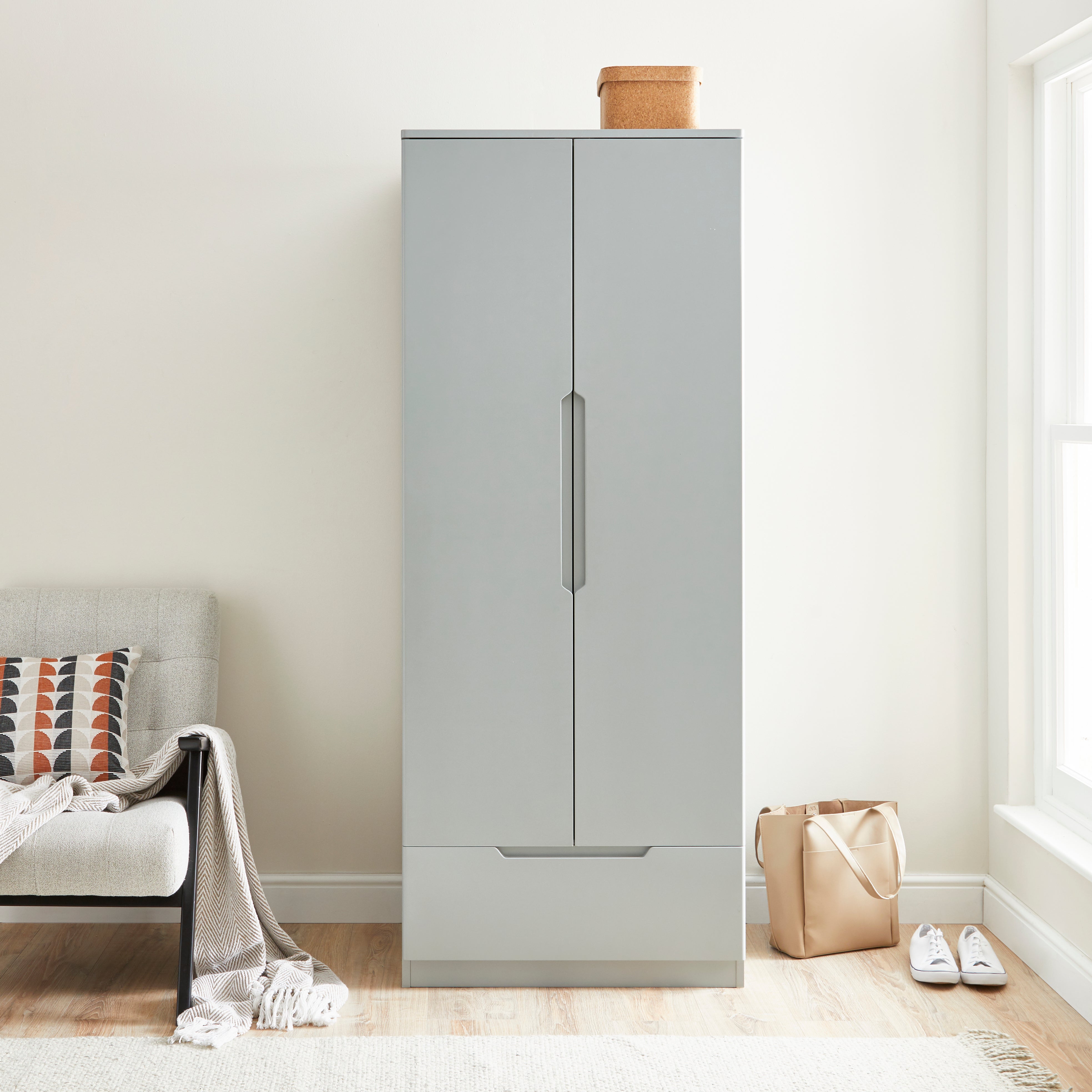 Larson Grey Double Wardrobe Grey
