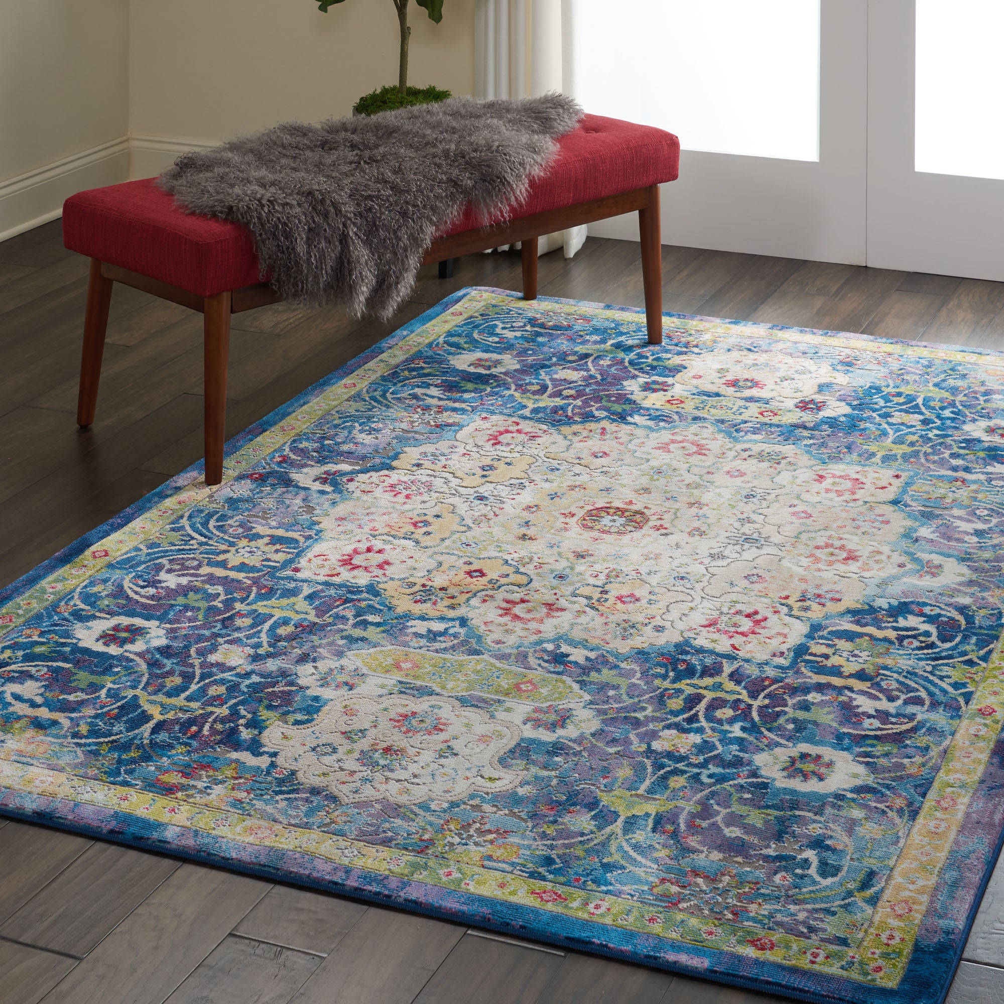 Ankara Global 3 Rug Blue, Yellow and Green