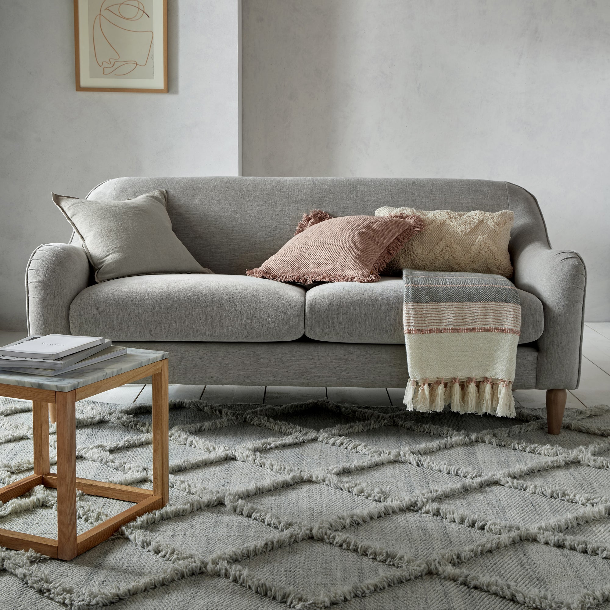 Thea Fringe Rug Silver