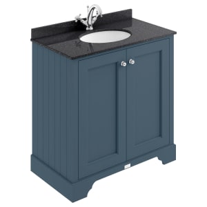 Bayswater Victrion Stiffkey Blue Traditional Freestanding Vanity Unit & Black Marble Top Basin - 800mm