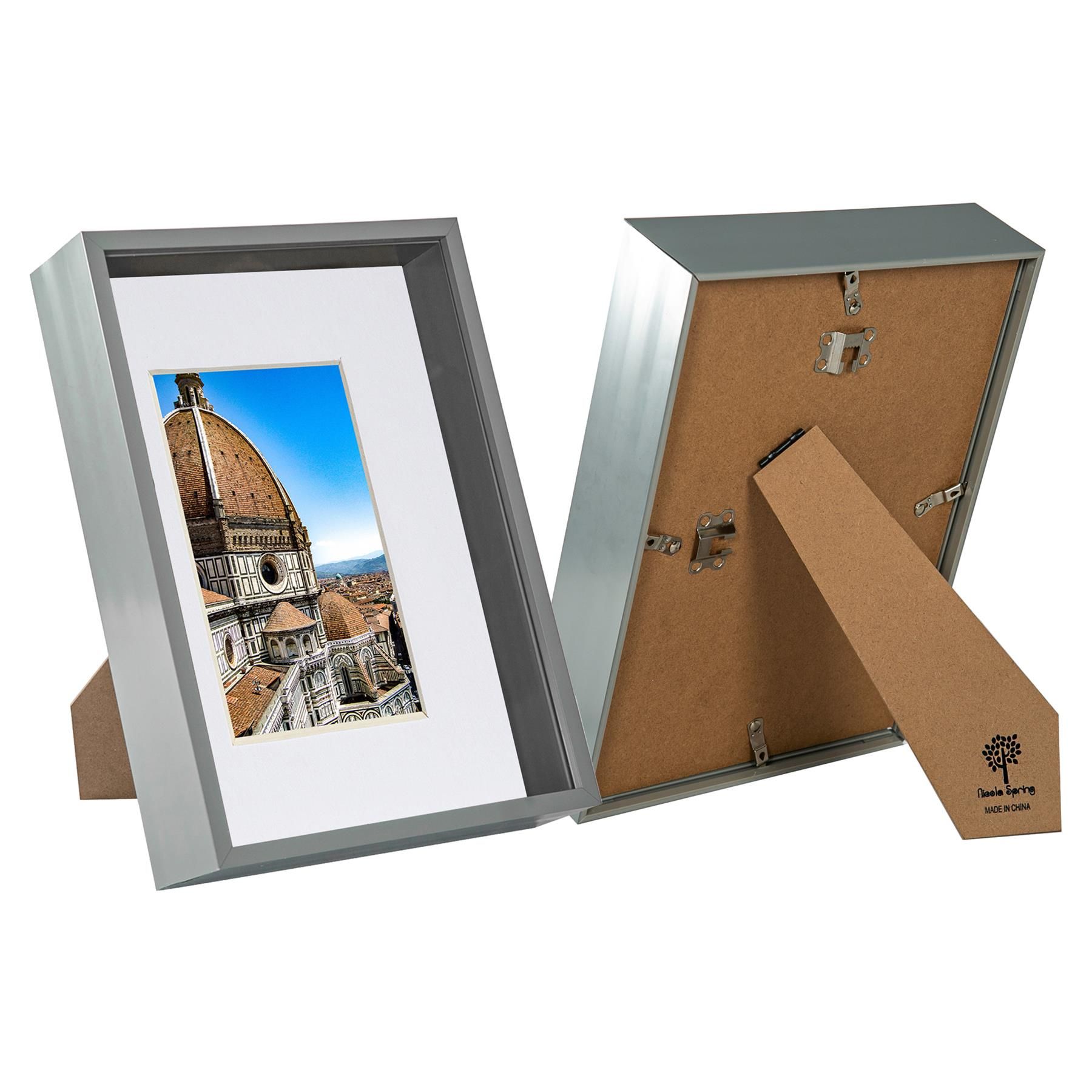 Nicola Spring 3D Deep Box Frames with A5 Mount - A4 (8" x 12") - White Mount - Pack of 2 in Grey 1