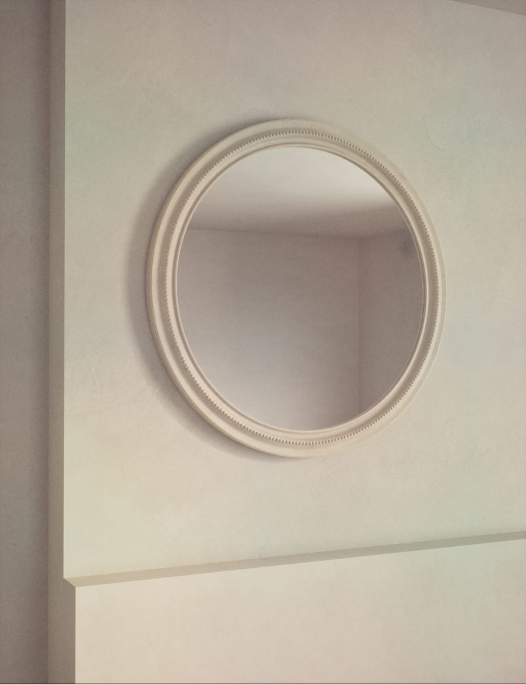 M&S Daphne Round Hanging Wall Mirror White