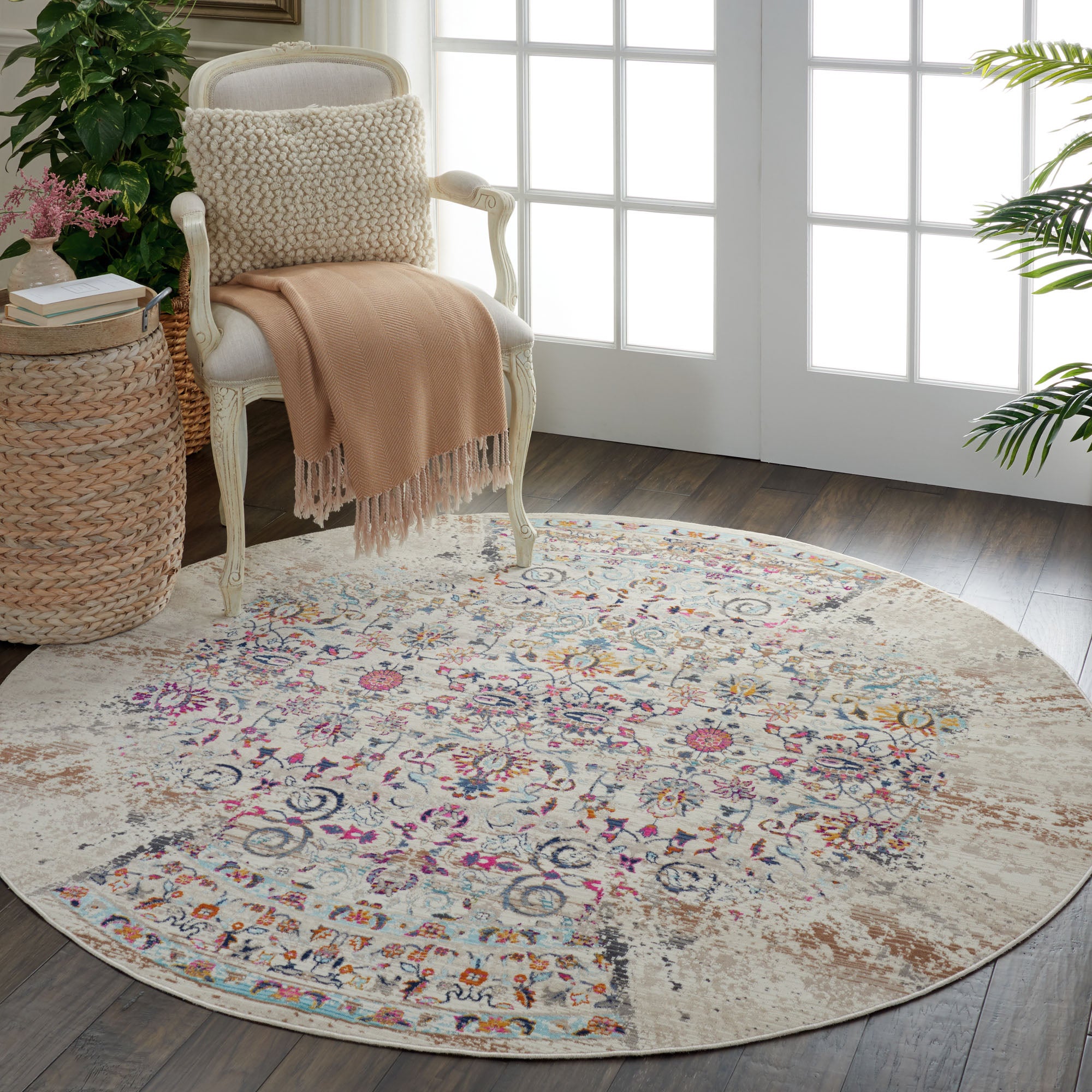 Vintage Kashan 2 Round Rug Ivory