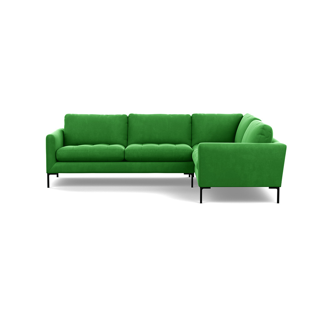 Heal's Eton Right Hand Facing Corner Sofa Varese Velvet Emerald Black Feet