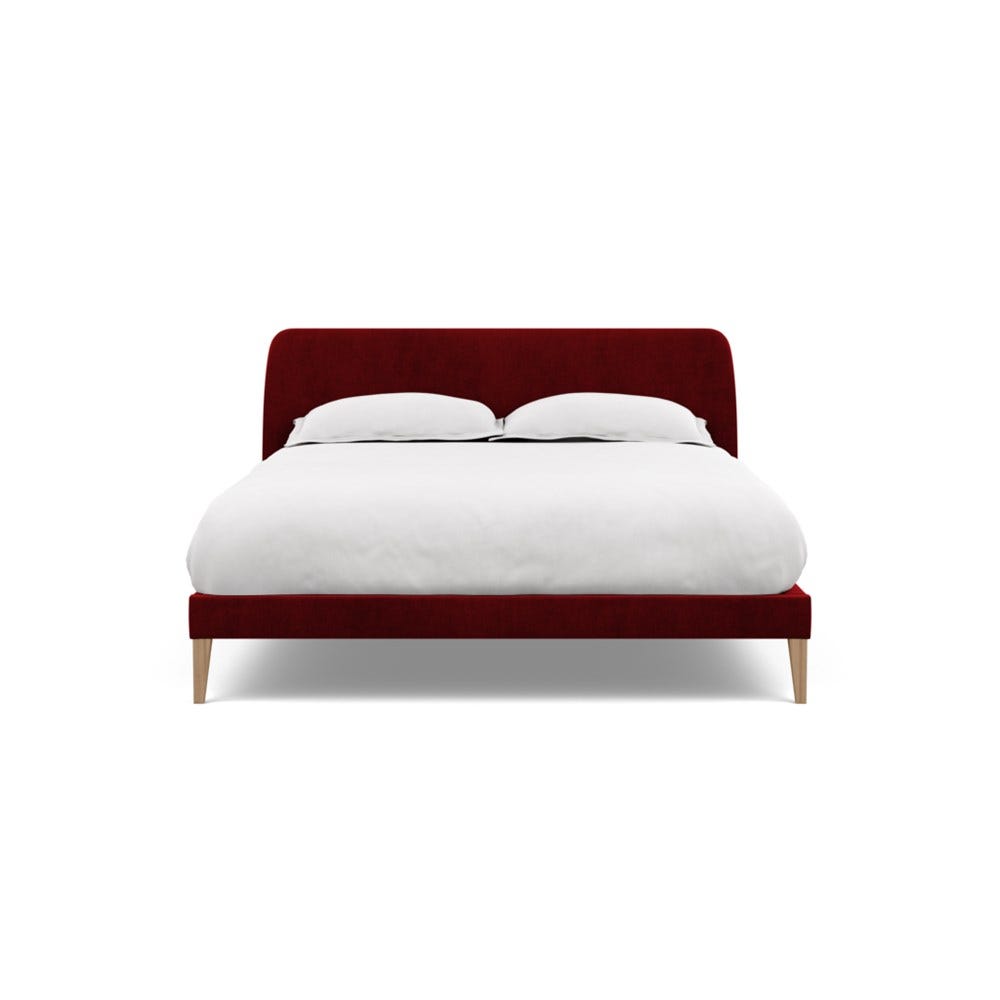 Heal's Wallis Bedstead King Smart Luxe Velvet Mulberry Walnut Feet 2