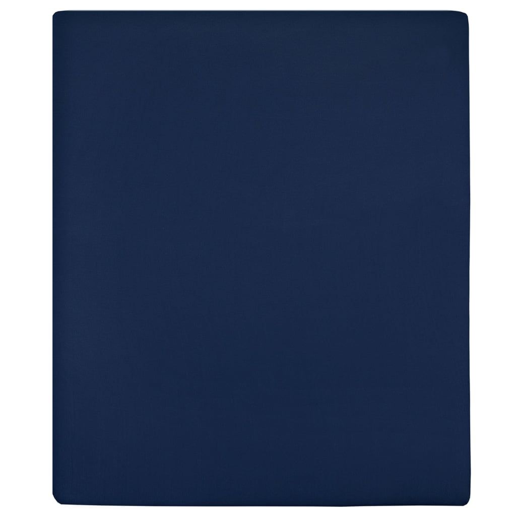 Berkfield Home Jersey Fitted Sheet Navy Blue 180x200 cm Cotton