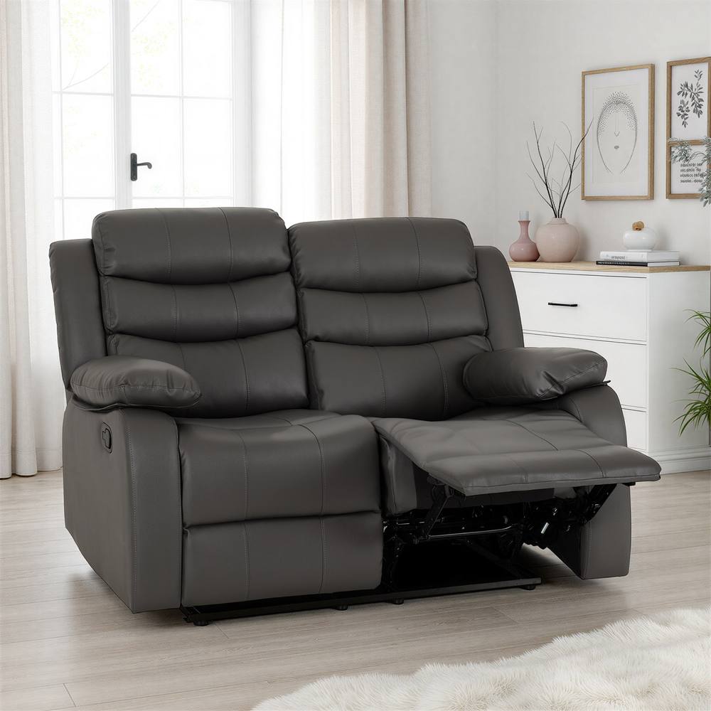 Seconique Roma 2 Seater Recliner Sofa - Grey Faux Leather