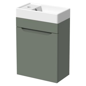 Wickes Malmo Reed Green Wall Hung J Pull Vanity Unit & Basin - 400mm