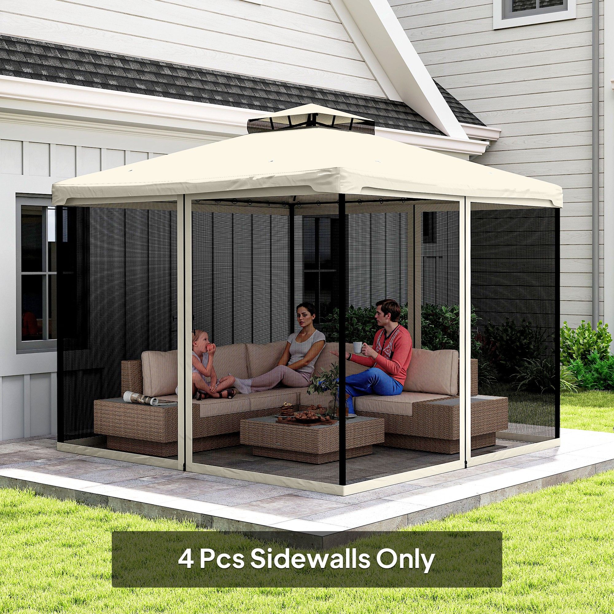 OUTSUNNY Universal Replacement Gazebo Mesh Netting Screen Walls in Cream