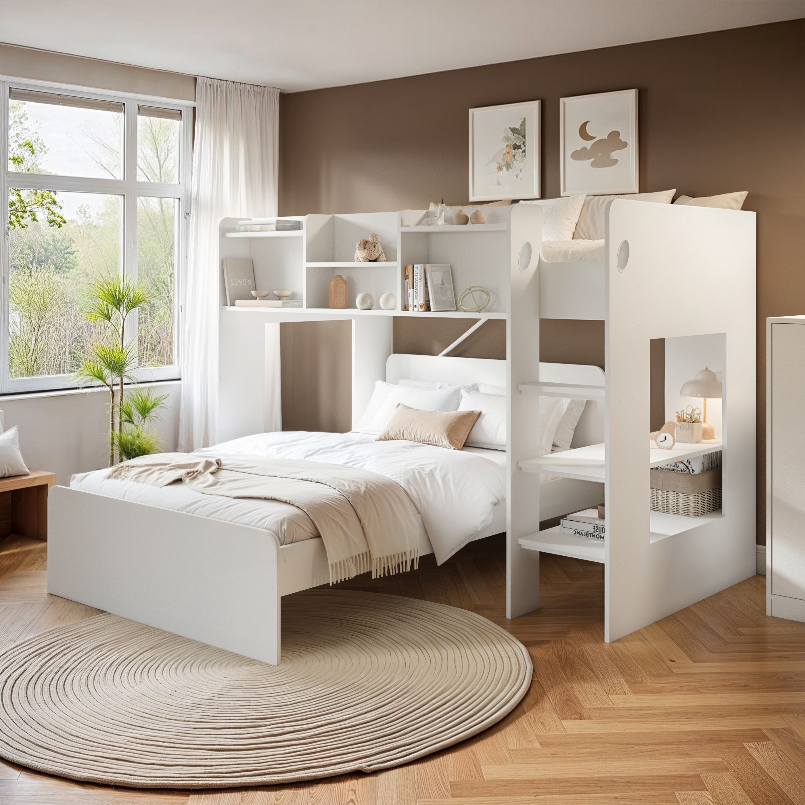 Flair Wizard L Shaped Triple Bunk Bed in White