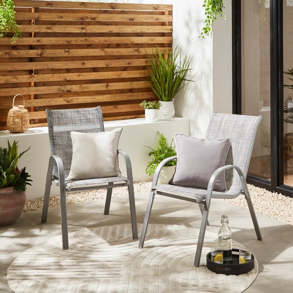Pack of 2 Textilene Stacking Garden Chairs