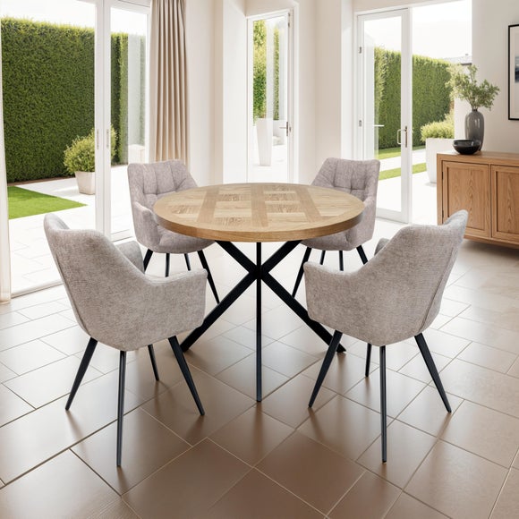 Carson Round 4 Seater Dining Table, Brown