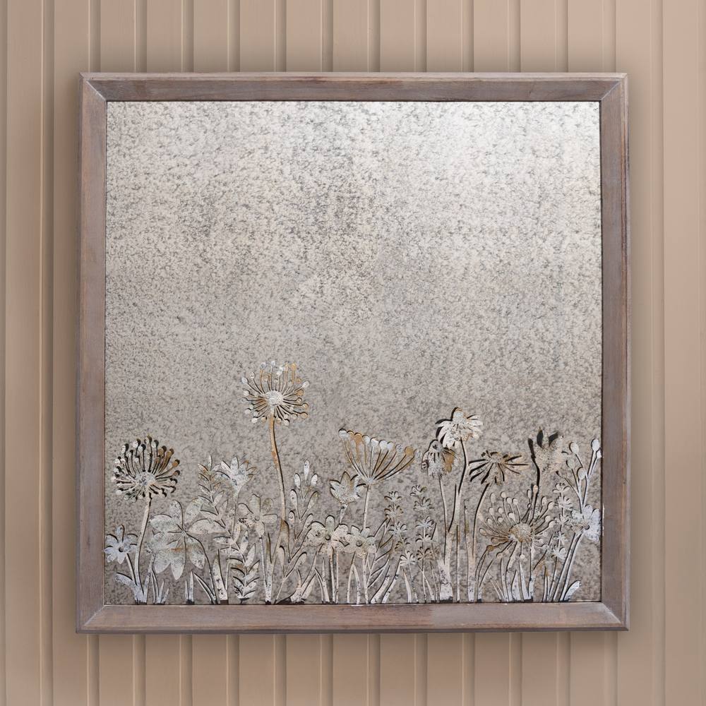 Voyage Maison Fleur Et Faune Square Antique Mirror in Mid Grey