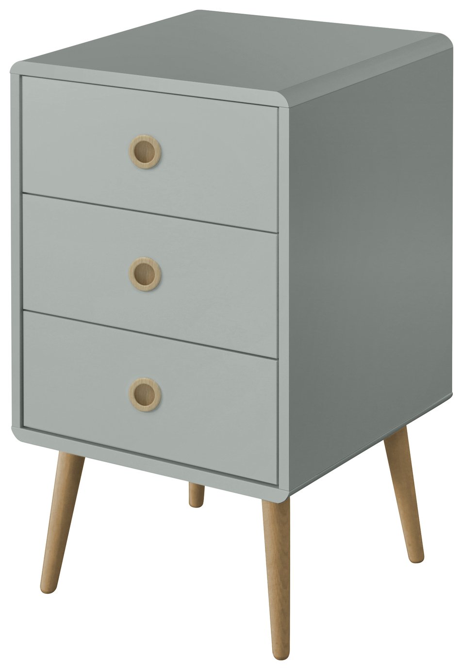 Softline 3 Drawer Bedside Table - Grey