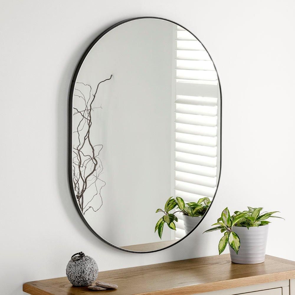 Yearn Mirrors Minimal Oval Mirror Black 80(h) x 60cm(w)