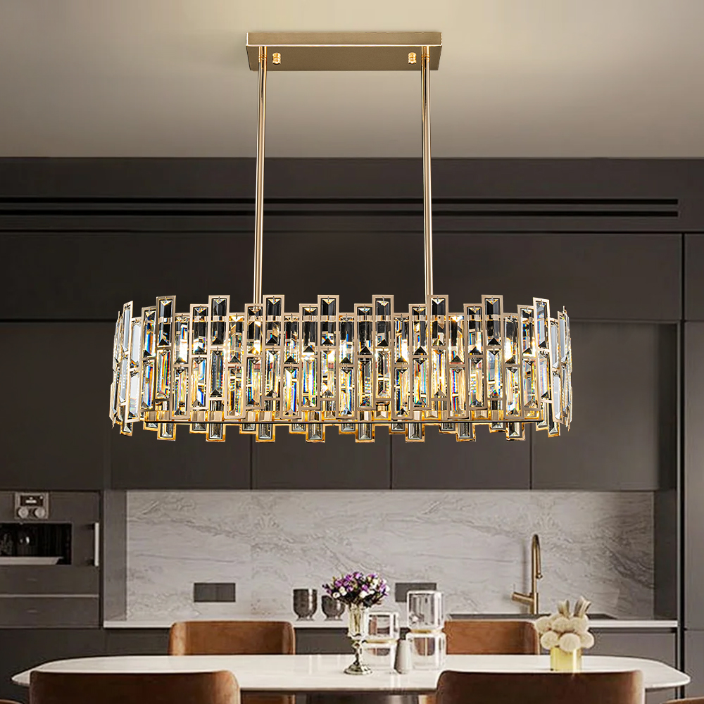Clyvra Modern Crystal Glod Ceiling Lights with Adjustable Height and Brightness