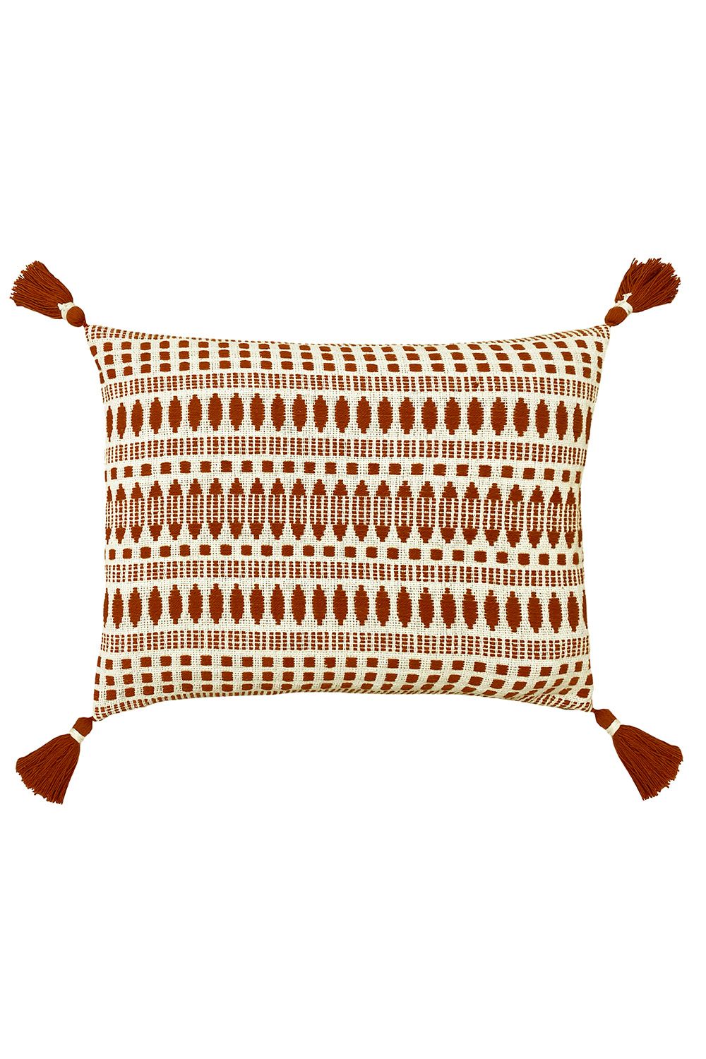The Linen Yard Ganado Woven Tasselled Cushion in Red