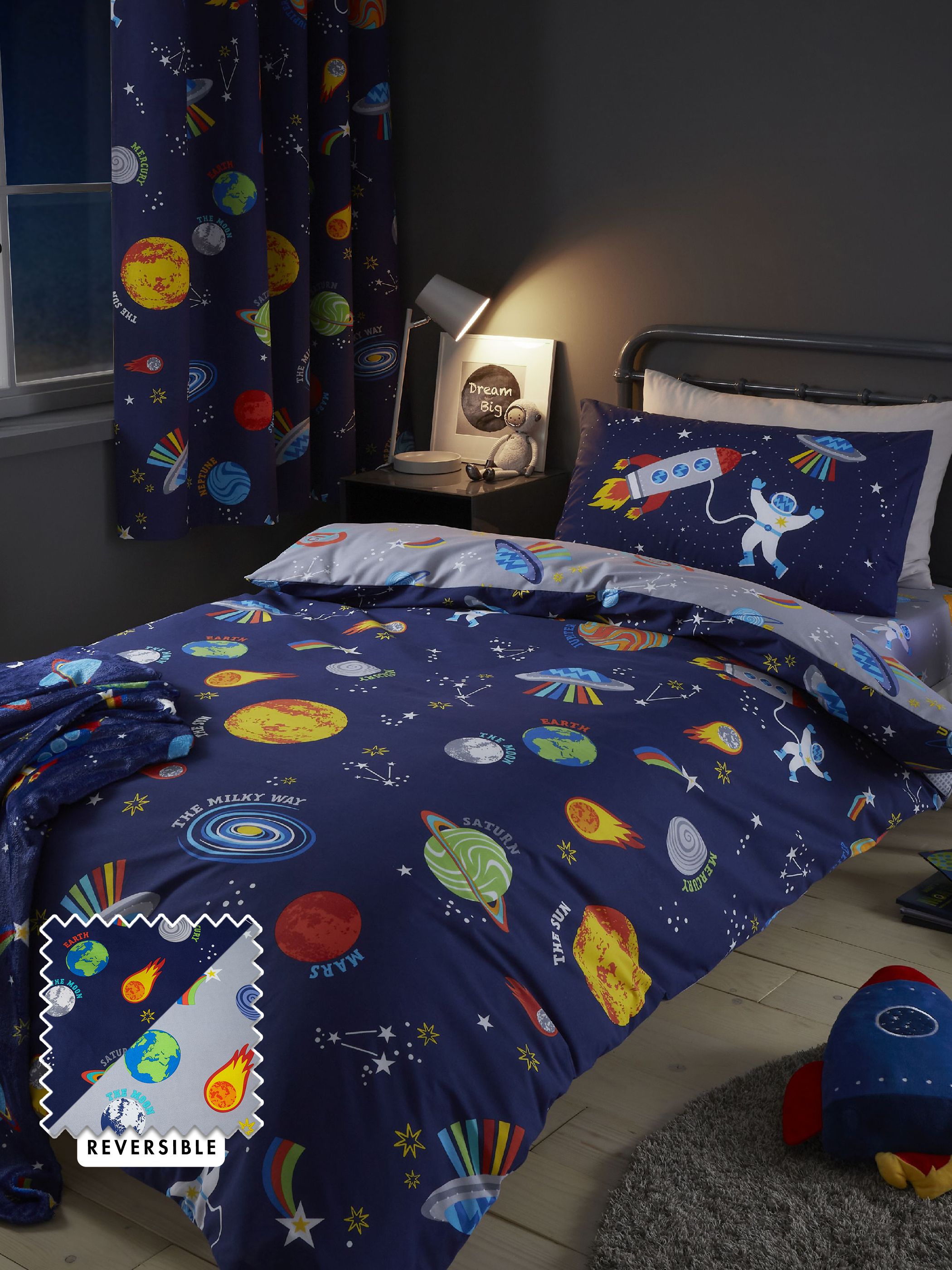Catherine Lansfield 'Lost In Space' Duvet Cover Set in Blue