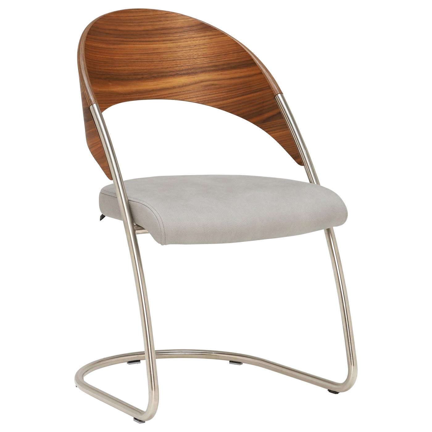 Alexa Kitchen & Dining Chair - Grey / Walnut - Faux Leather  - W54 x D59 x H86CM  - Barker & Stonehouse